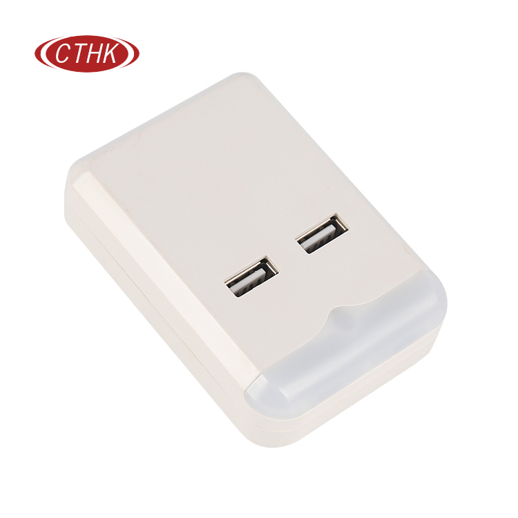 美式壁挂式 2 个 USB 充电端口美标转换插头/usb 旅行转换插头插座带睡眠夜灯